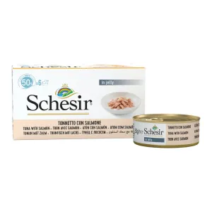 18% OFF: Schesir Tuna with Salmon in Natural Jelly Adult Canned Cat Food Multipack 50g x 6