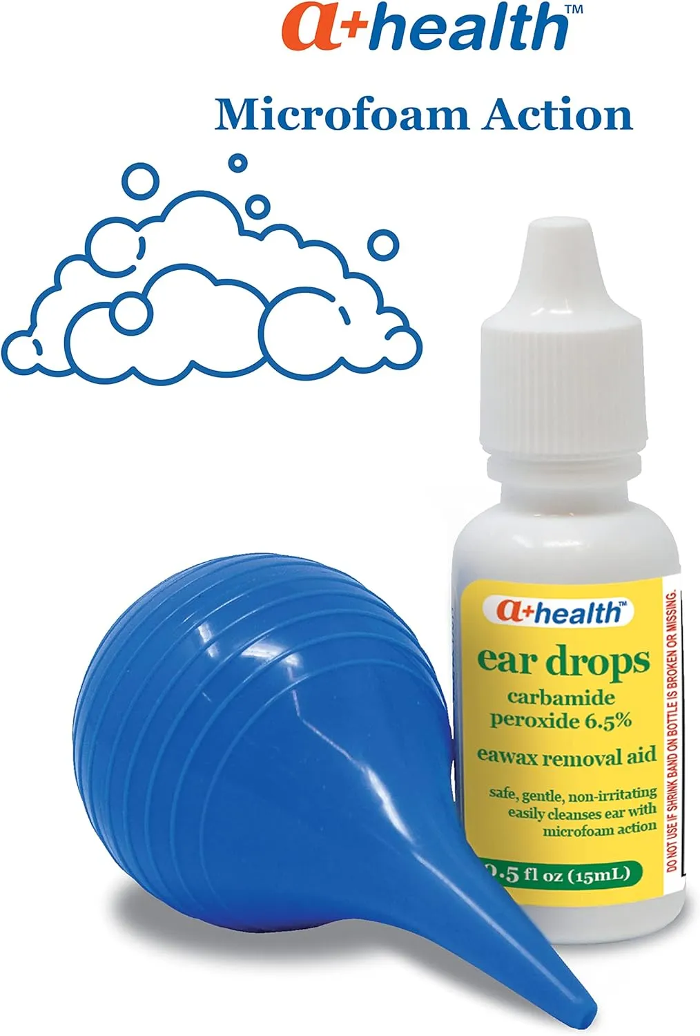A  Health Earwax Removal Kit, Carbamide Peroxide 6.5%, Made in USA, Drops and Ear Bulb Syringe, 0.5 Ounces