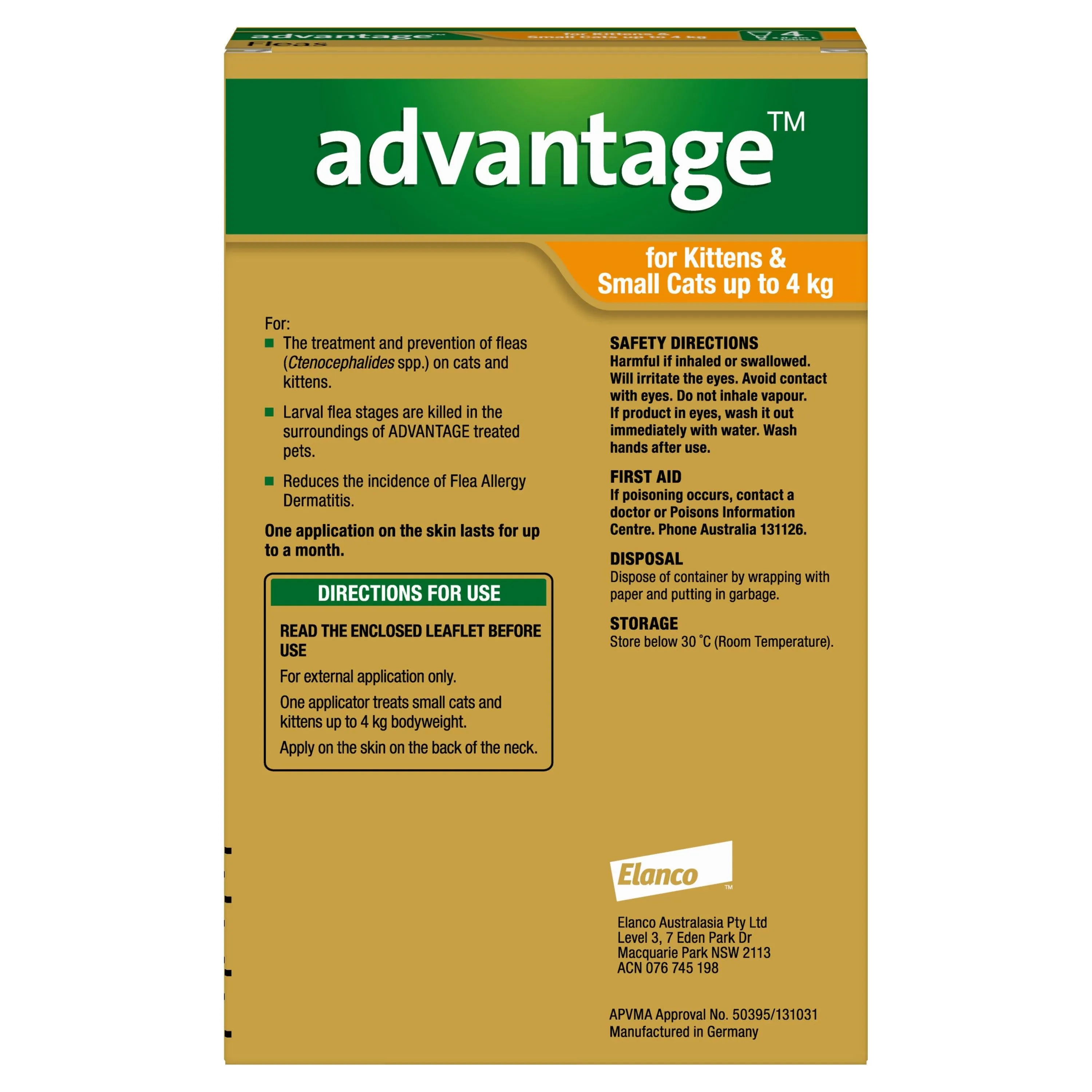 Advantage Flea Treatment <4kg Cat