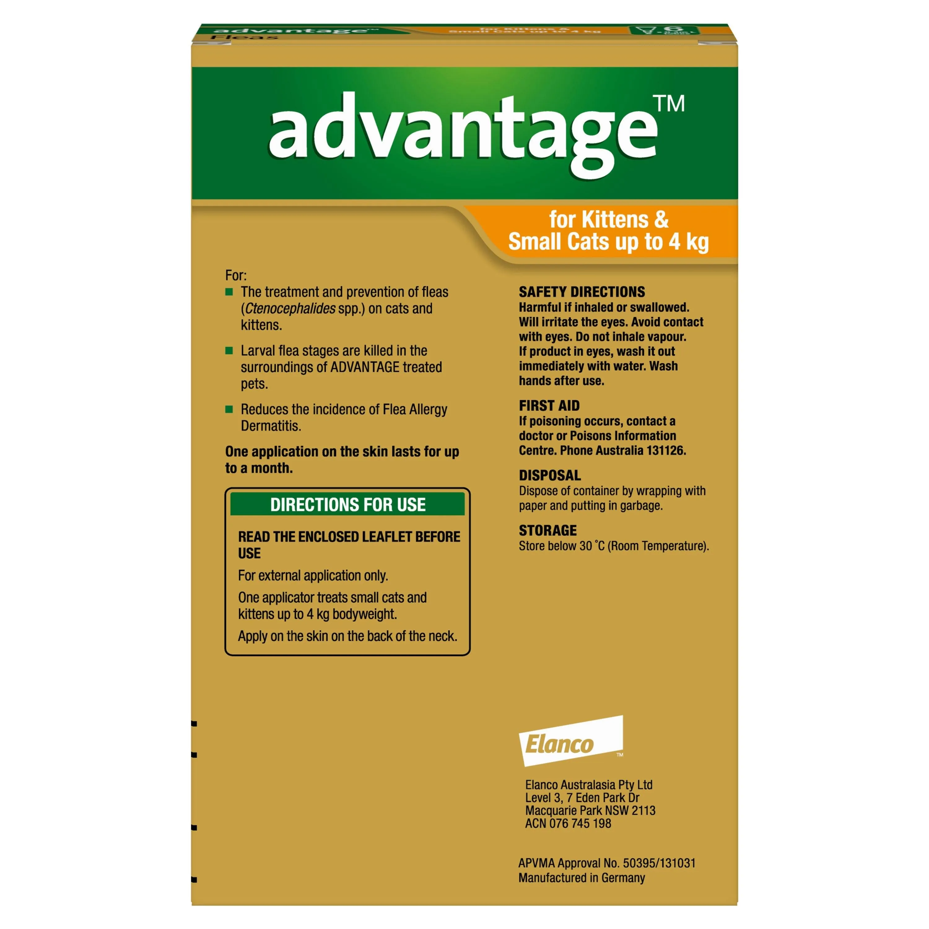 Advantage Flea Treatment <4kg Cat