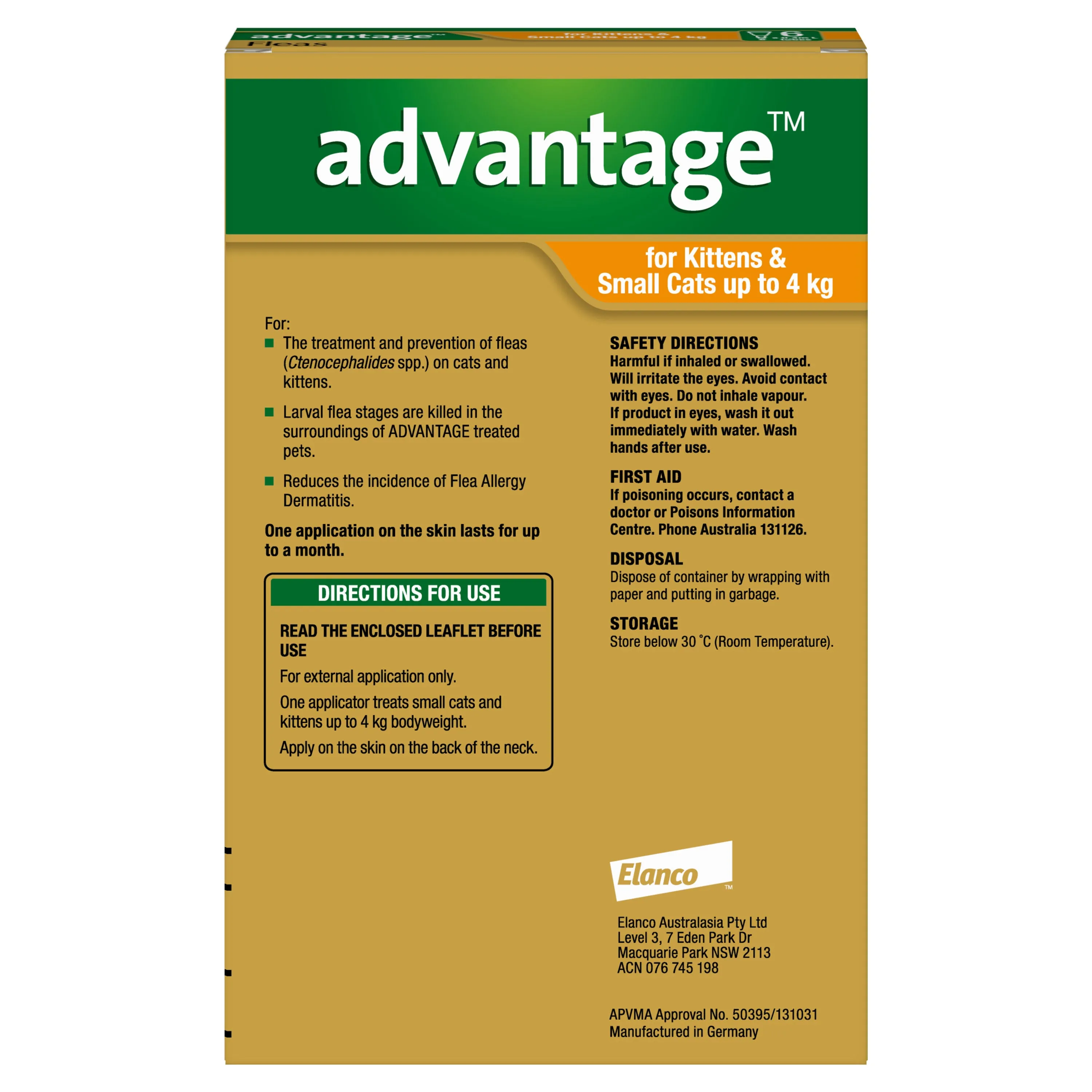 Advantage Flea Treatment <4kg Cat