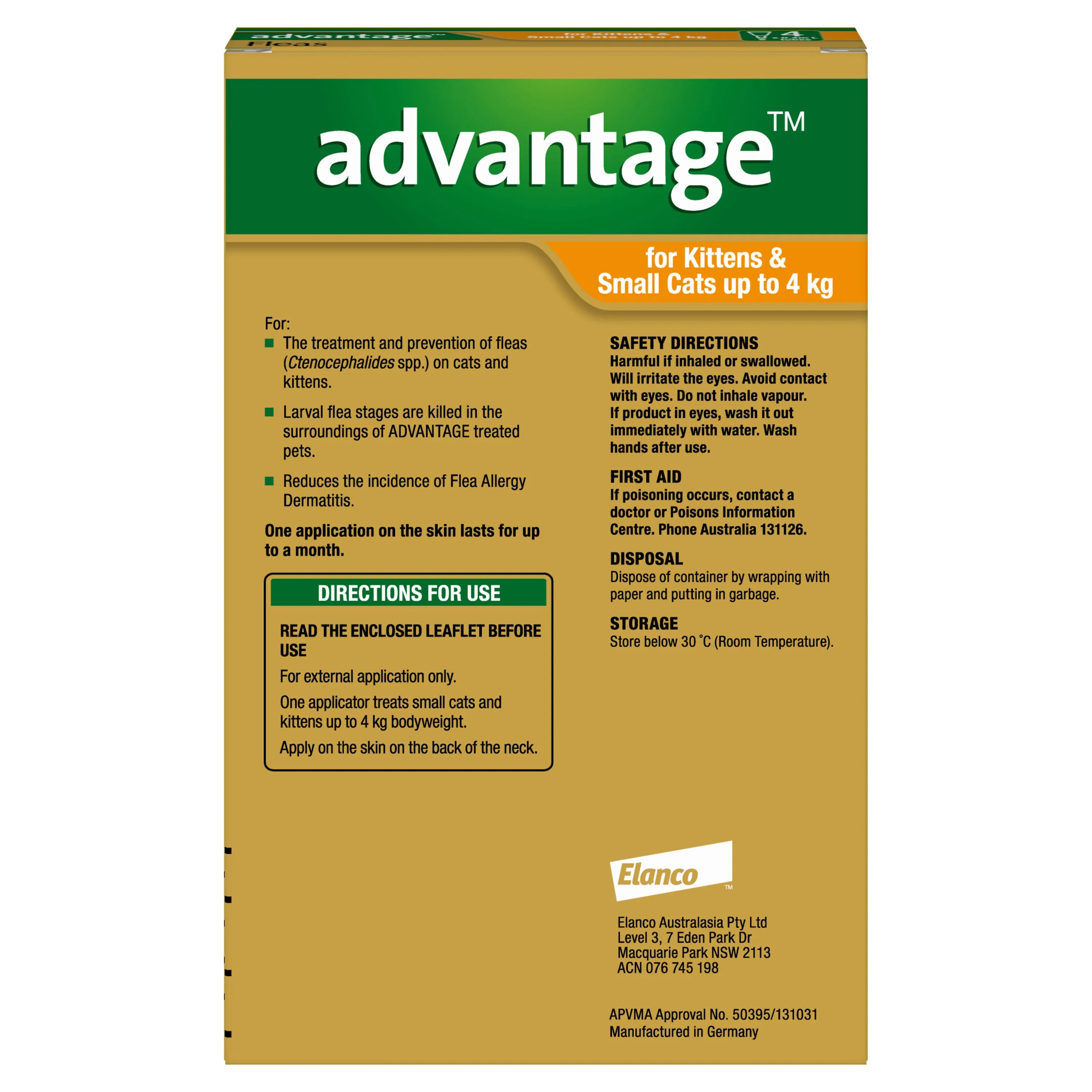 Advantage Flea Treatment <4kg Cat