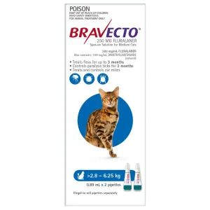 BRAVECTO Flea & Tick Spot On Treatment 2.8-6.25kg Cat...