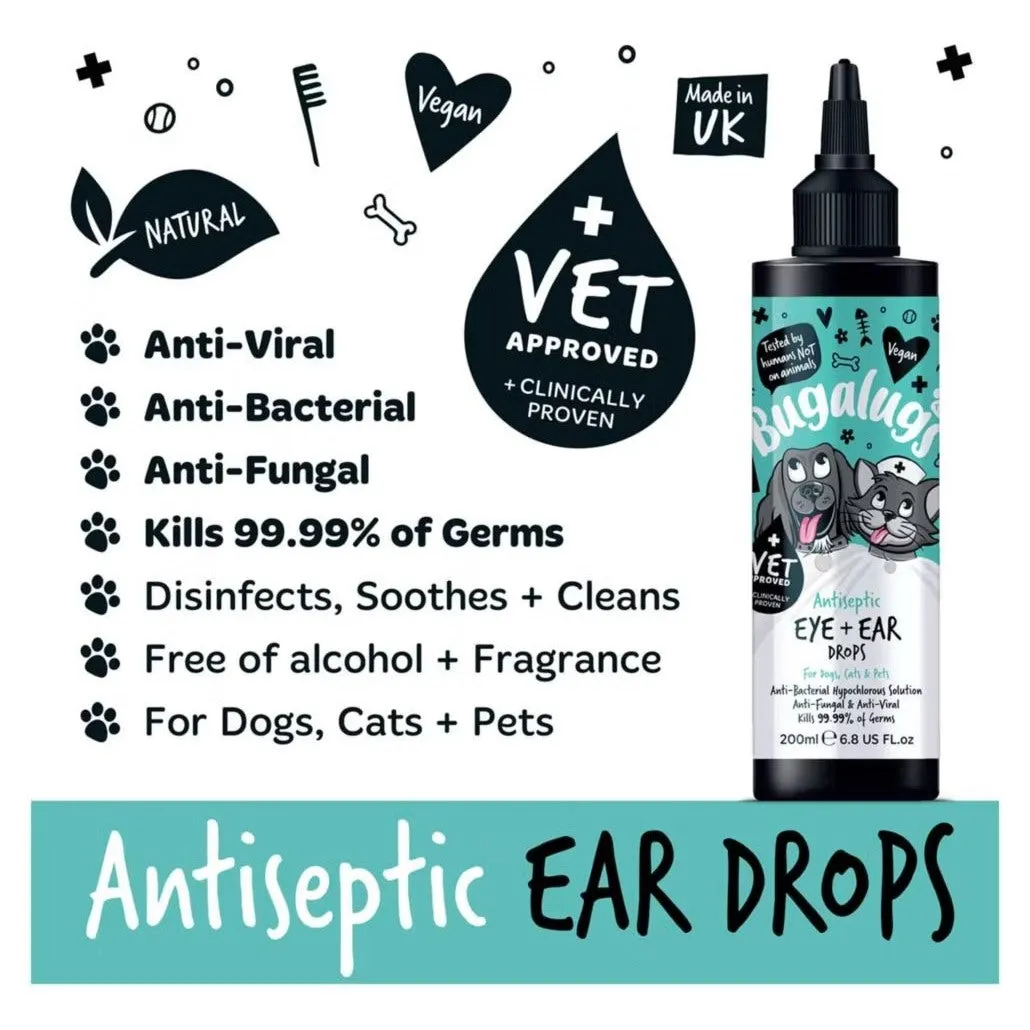 BUGALUGS Antiseptic Ear & Eye Drop 200ml For Dogs and Cats