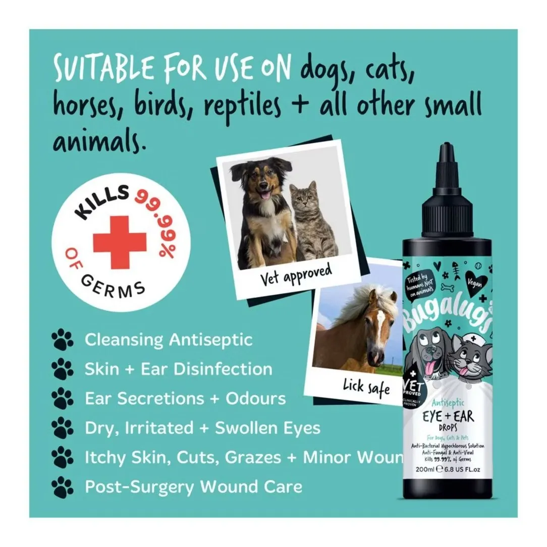 BUGALUGS Antiseptic Ear & Eye Drop 200ml For Dogs and Cats