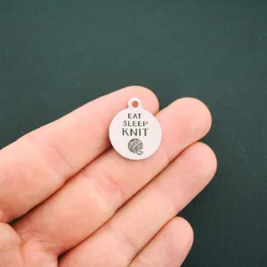 Eat Sleep Crochet Stainless Steel Charms - BFS001-1129