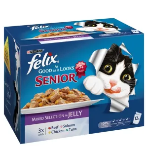 Felix As Good As It Looks Senior Mixed Selection in Jelly Cat Food (12x100g Pouches)