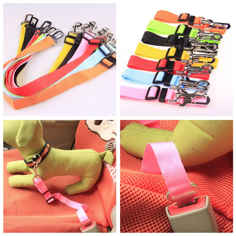 Fixed Strap Polyester Strap Dog Leash with Seatbelt Fastener Clip