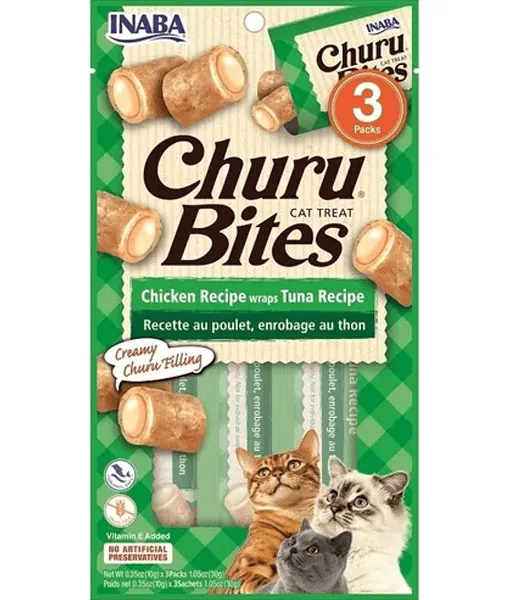 Inaba - Churu Bites Cat Treat Chicken Wrap Tuna Filling 30g 3 Packs