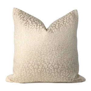 Ivory Faux Puma Leopard Print Pattern Pillow Cover