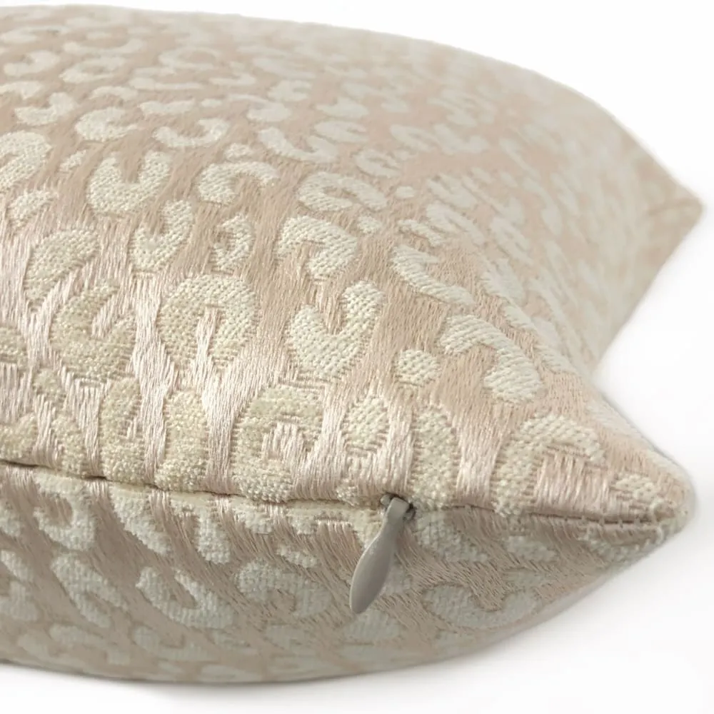 Ivory Faux Puma Leopard Print Pattern Pillow Cover