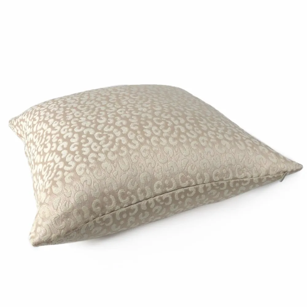 Ivory Faux Puma Leopard Print Pattern Pillow Cover