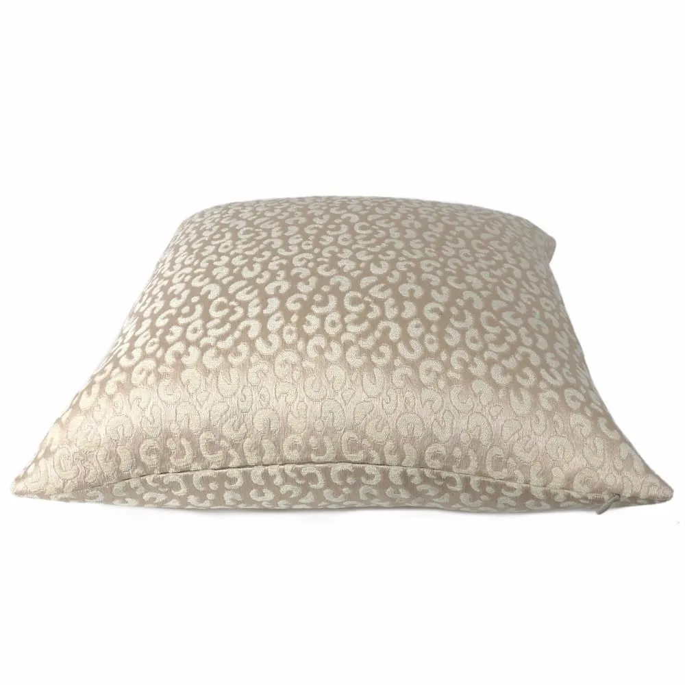 Ivory Faux Puma Leopard Print Pattern Pillow Cover