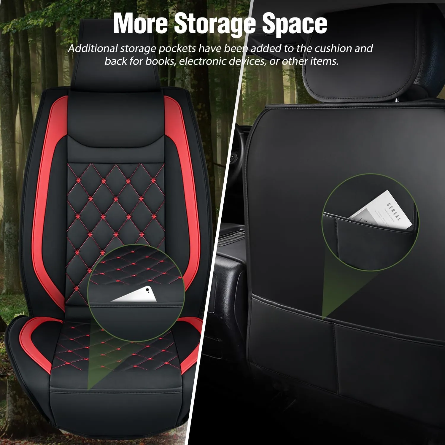 Kia Civic Corolla Hyundai Honda Camry CRV RAV4 Fusion Front Seat Covers Black-Red