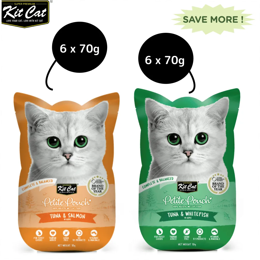 Kit Cat Tuna and Salmon Fish and Tuna and White Fish Cat Wet Food Combo