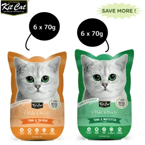 Kit Cat Tuna and Salmon Fish and Tuna and White Fish Cat Wet Food Combo