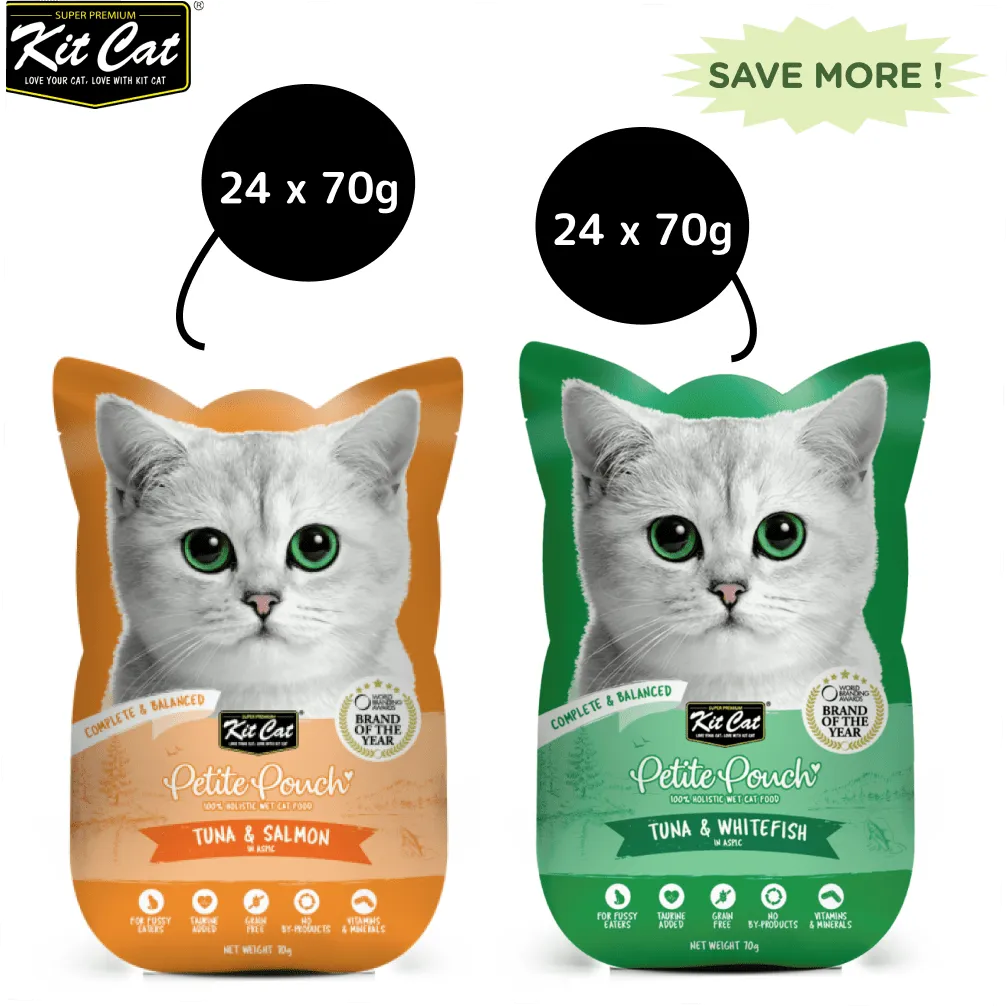 Kit Cat Tuna and Salmon Fish and Tuna and White Fish Cat Wet Food Combo