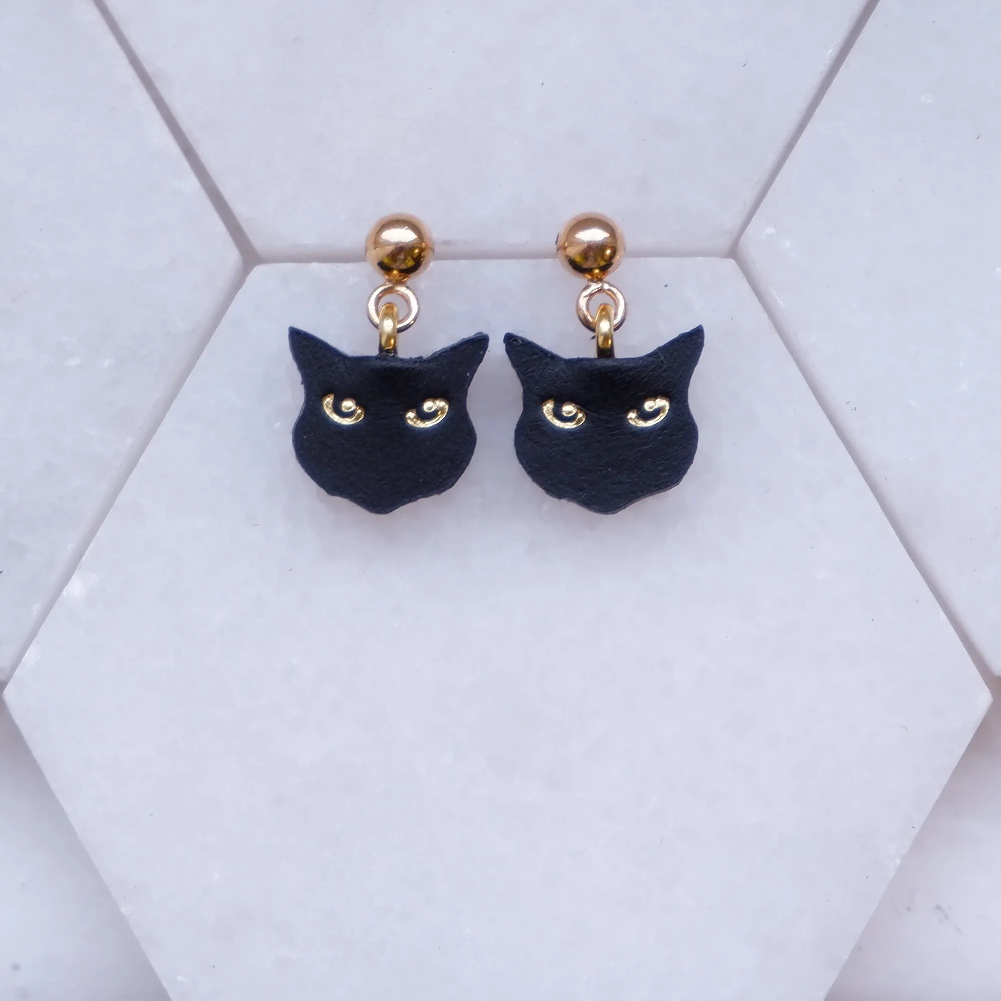 LITTLE BLACK CAT . drop studs