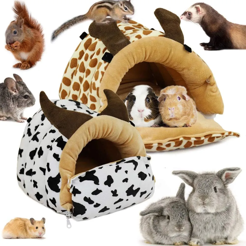 NEW LeerKing Guinea Pig Bed Rat Hamster Ferret Cute Giraffe Bed Cage Accessories for Chinchilla Bearded Dragon Hedgehog Sugar Glider, White XL