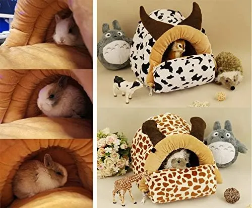 NEW LeerKing Guinea Pig Bed Rat Hamster Ferret Cute Giraffe Bed Cage Accessories for Chinchilla Bearded Dragon Hedgehog Sugar Glider, White XL