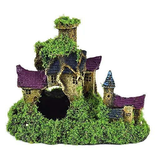 OMEM Reptile Decorations for Terrarium Habitat Decor Landscaping Accessory Castle Aquarium Fish Tank Ornament Hideout House