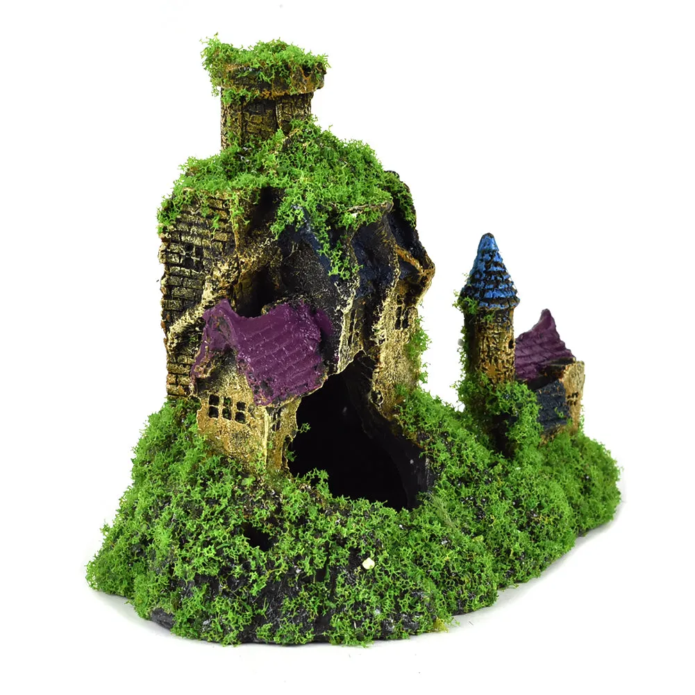 OMEM Reptile Decorations for Terrarium Habitat Decor Landscaping Accessory Castle Aquarium Fish Tank Ornament Hideout House