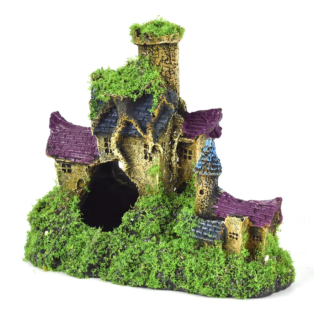 OMEM Reptile Decorations for Terrarium Habitat Decor Landscaping Accessory Castle Aquarium Fish Tank Ornament Hideout House