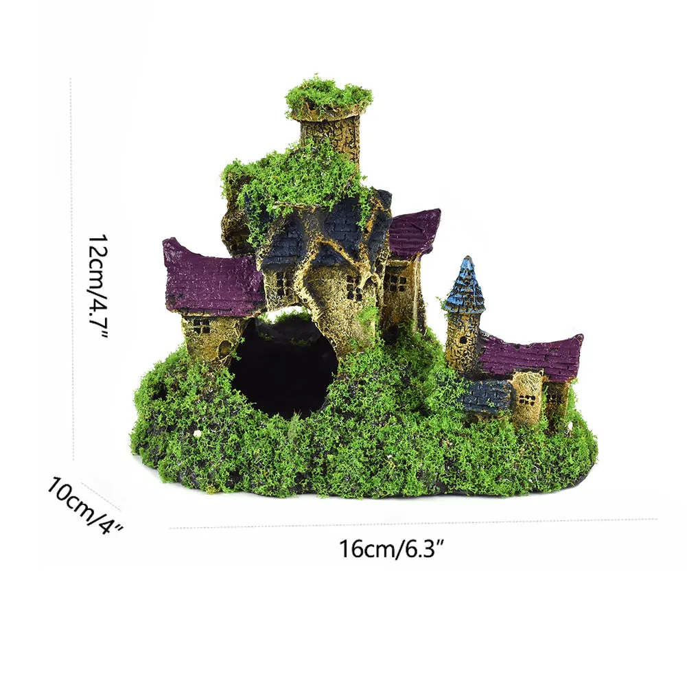 OMEM Reptile Decorations for Terrarium Habitat Decor Landscaping Accessory Castle Aquarium Fish Tank Ornament Hideout House