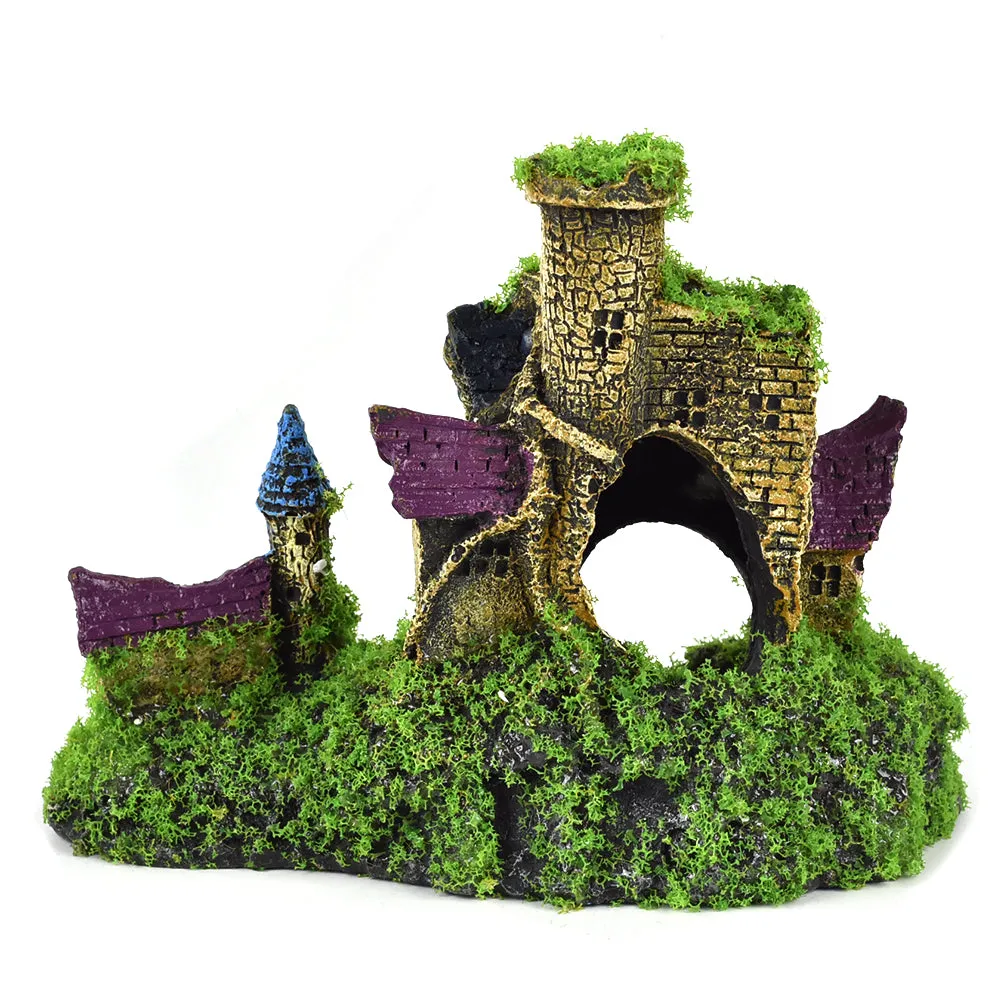 OMEM Reptile Decorations for Terrarium Habitat Decor Landscaping Accessory Castle Aquarium Fish Tank Ornament Hideout House