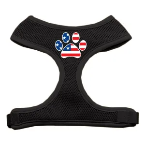 Paw Flag USA Screen Print Soft Mesh Harness Black Small
