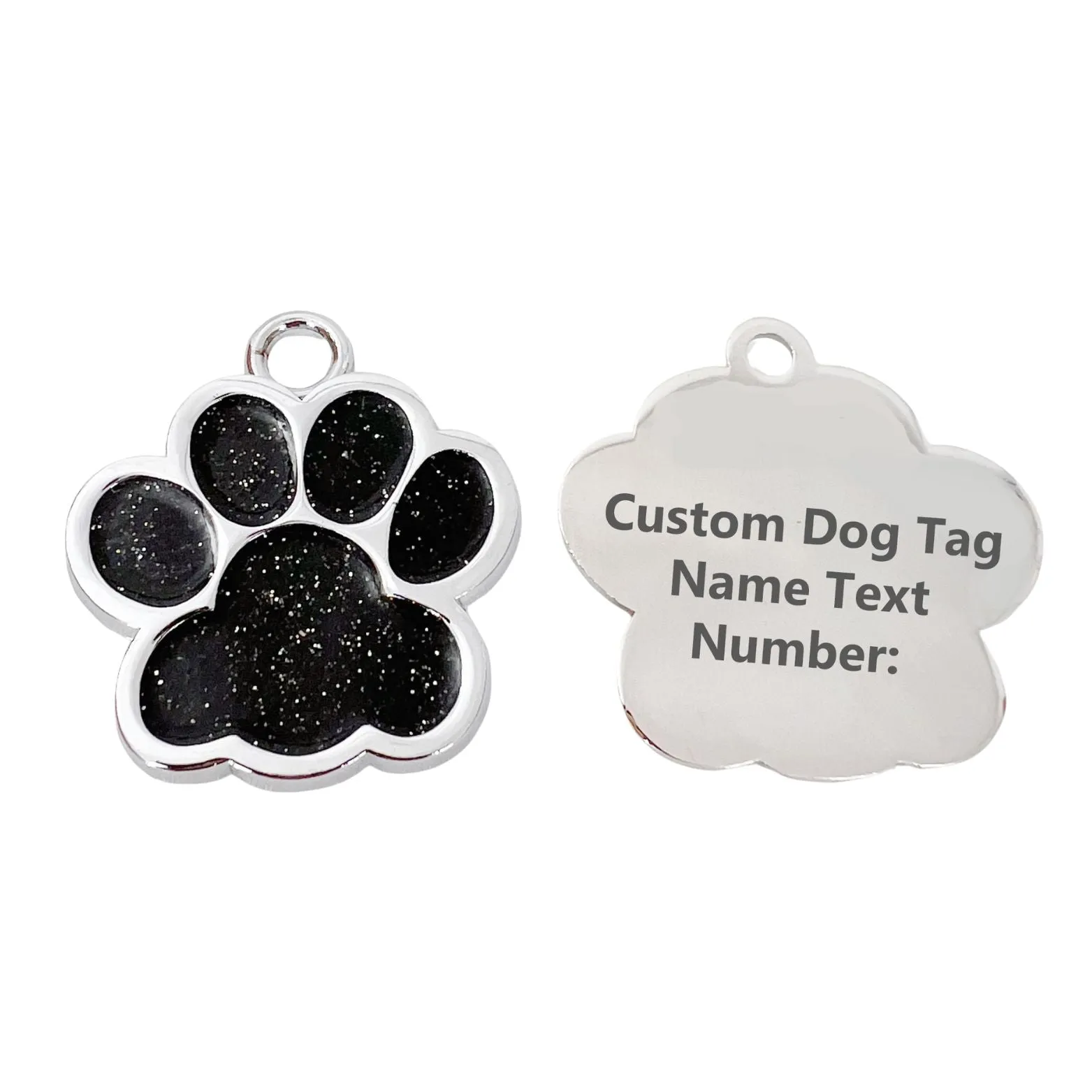 Personalized Dog Tags Paw Shape, Laser Engraved Custom Dog Tags