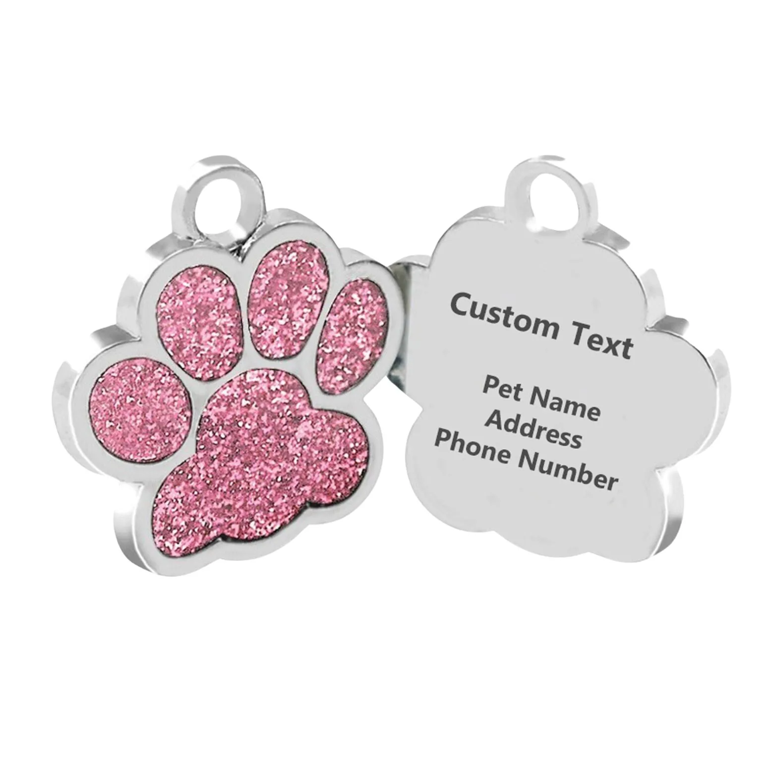 Personalized Dog Tags Paw Shape, Laser Engraved Custom Dog Tags