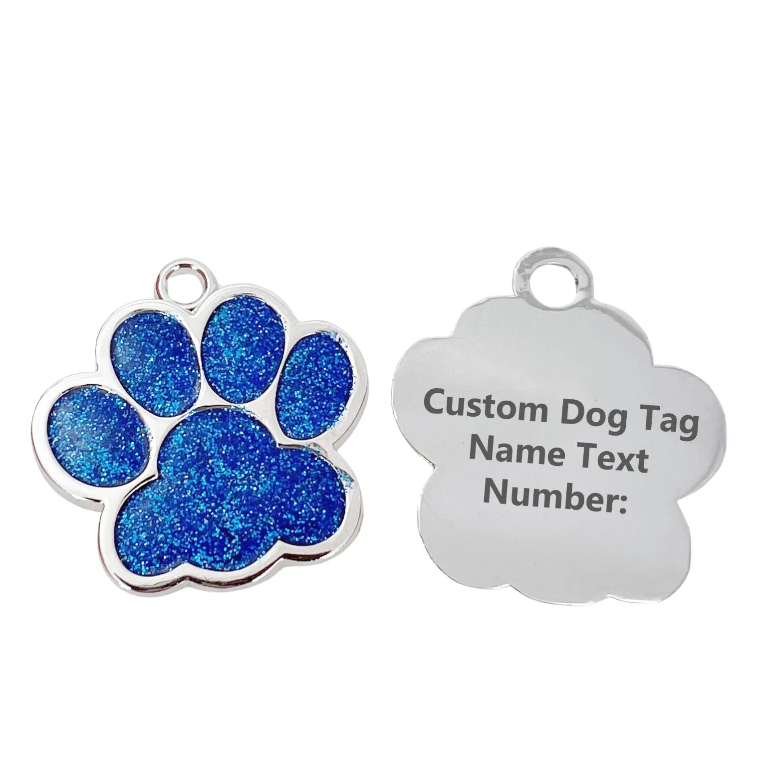 Personalized Dog Tags Paw Shape, Laser Engraved Custom Dog Tags