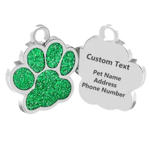 Personalized Dog Tags Paw Shape, Laser Engraved Custom Dog Tags