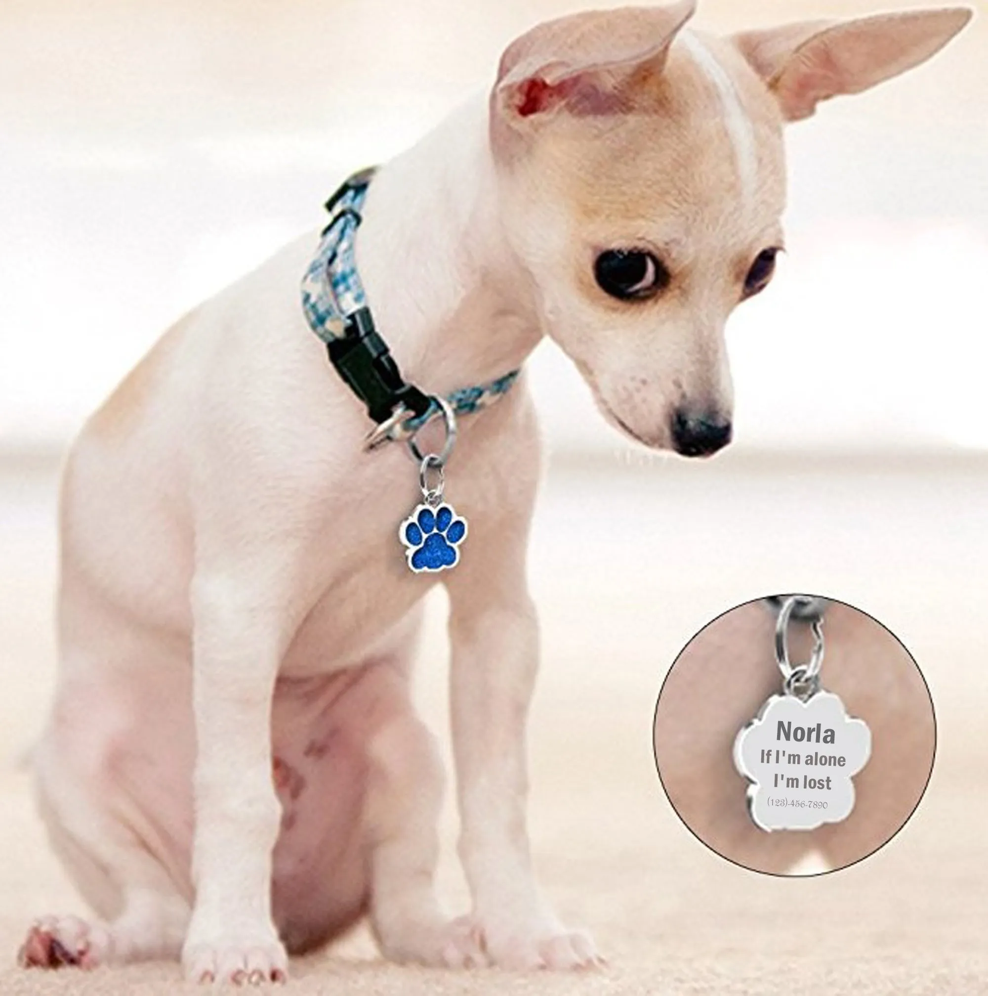 Personalized Dog Tags Paw Shape, Laser Engraved Custom Dog Tags