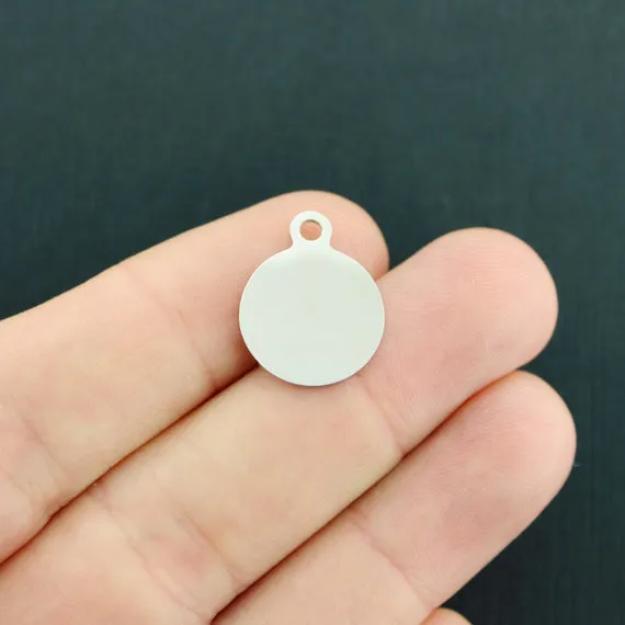 Pickleball Stainless Steel Small Round Charms - BFS002-5945