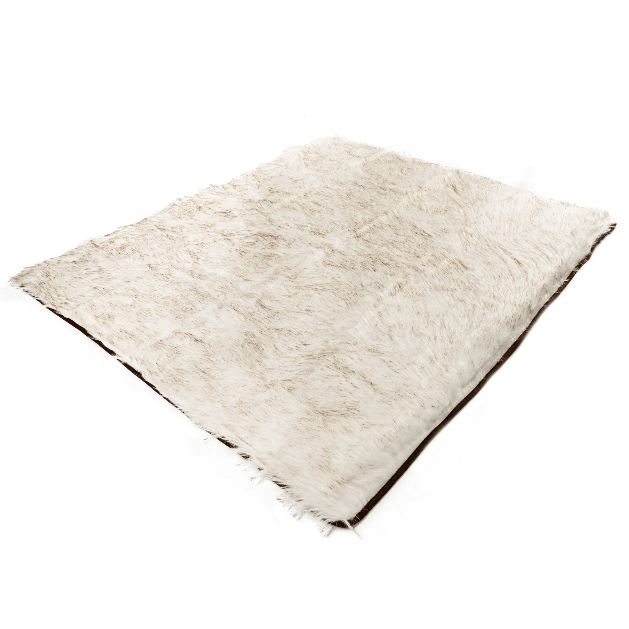 PupCloud™ Human-Size Dog Bed   Matching Waterproof Blanket Bundle - White with Brown Accents