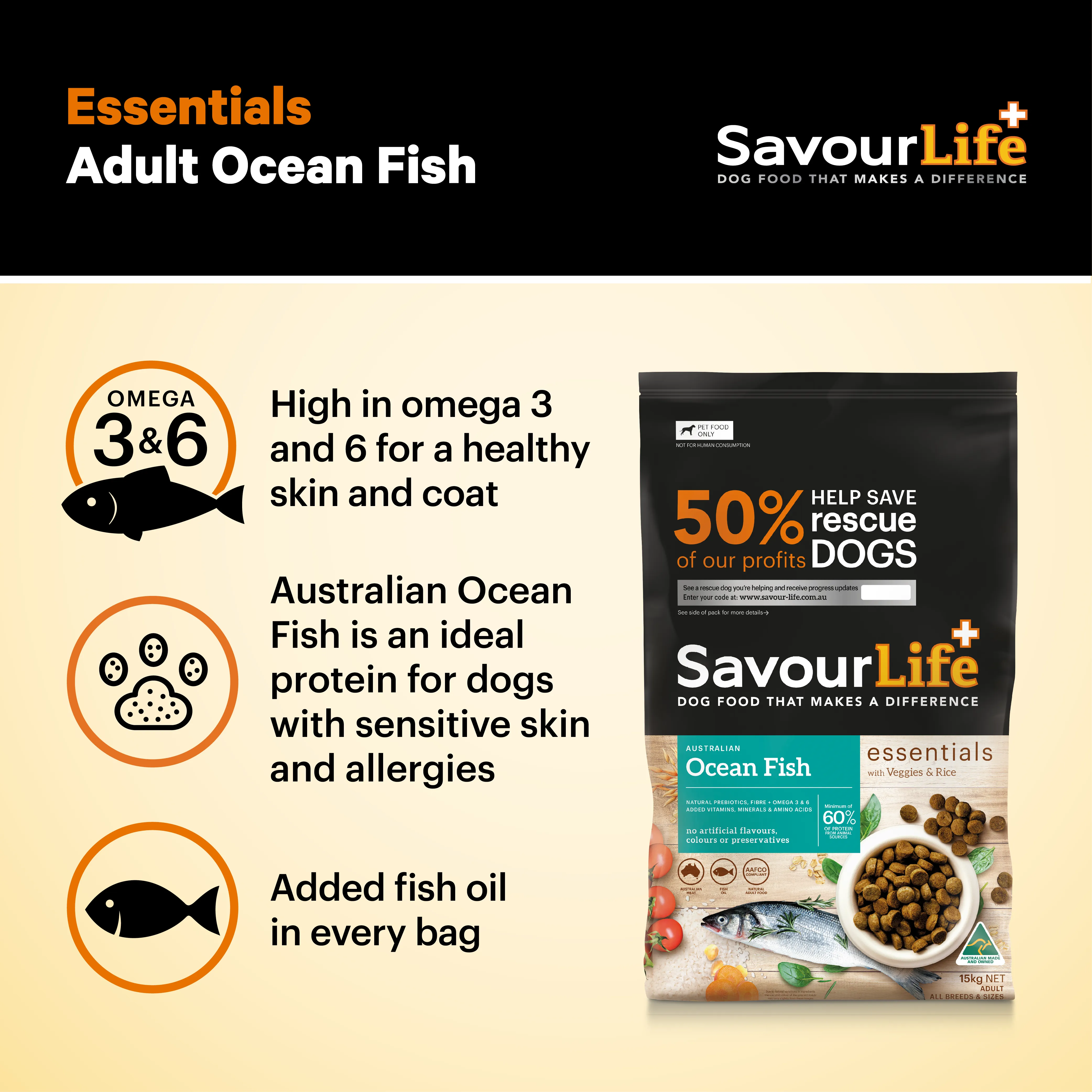 SavourLife - Essentials Ocean Fish Dog Dry Food (3kg)