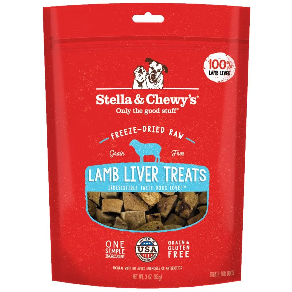 Stella & Chewy’s Lamb Liver Single Ingredient Grain-Free Freeze-Dried Dog Treats 3oz(Exp 30Mar25)