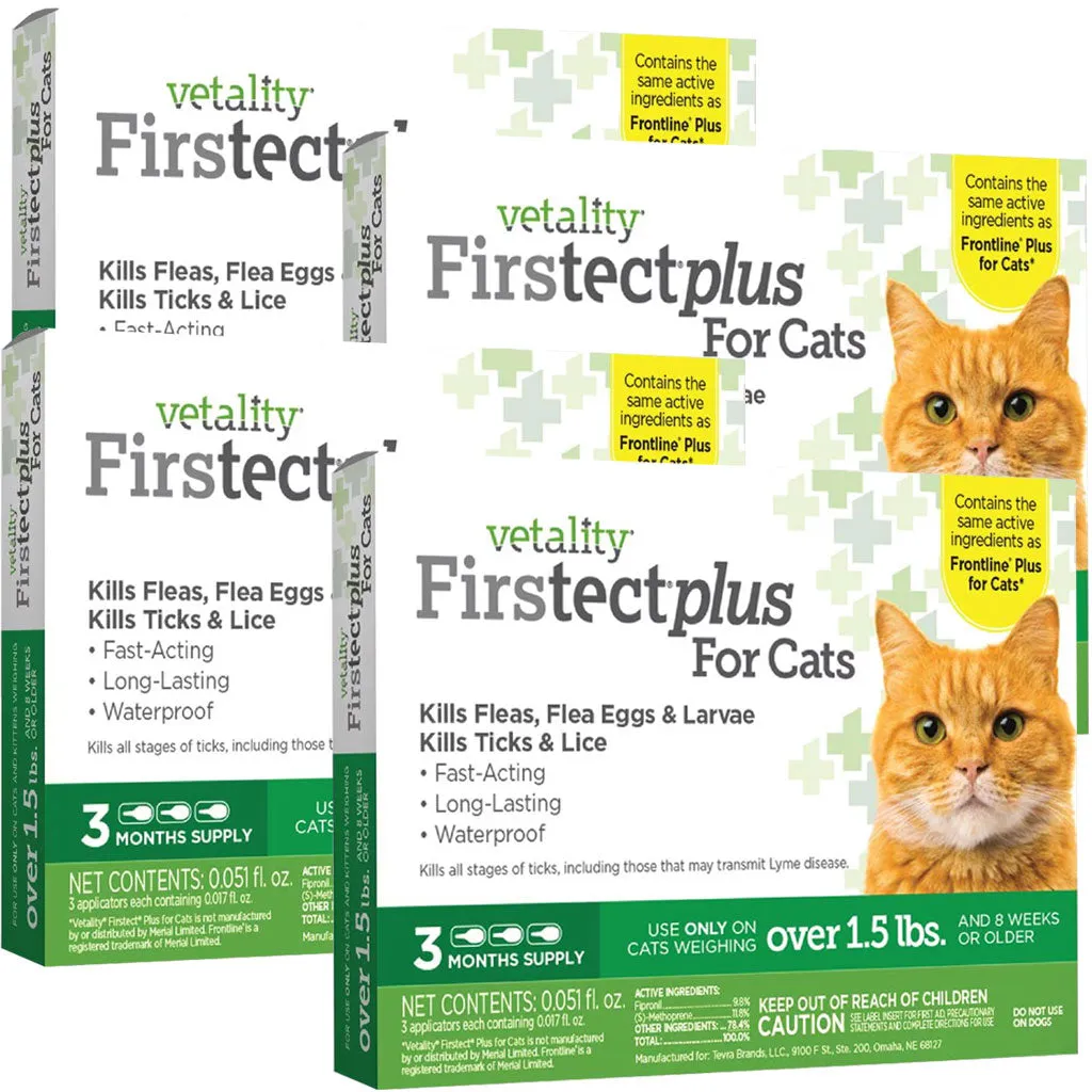 TevraPet Vetality Firstect Plus Flea & Tick Treatment for Cats, Over 1.5 lbs