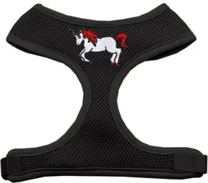 Unicorn Embroidered Soft Mesh Harness Black Small