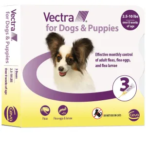 Vectra Flea and Tick Spot Treatment for X-Small Dogs & Puppies, 2.5-10 lbs
