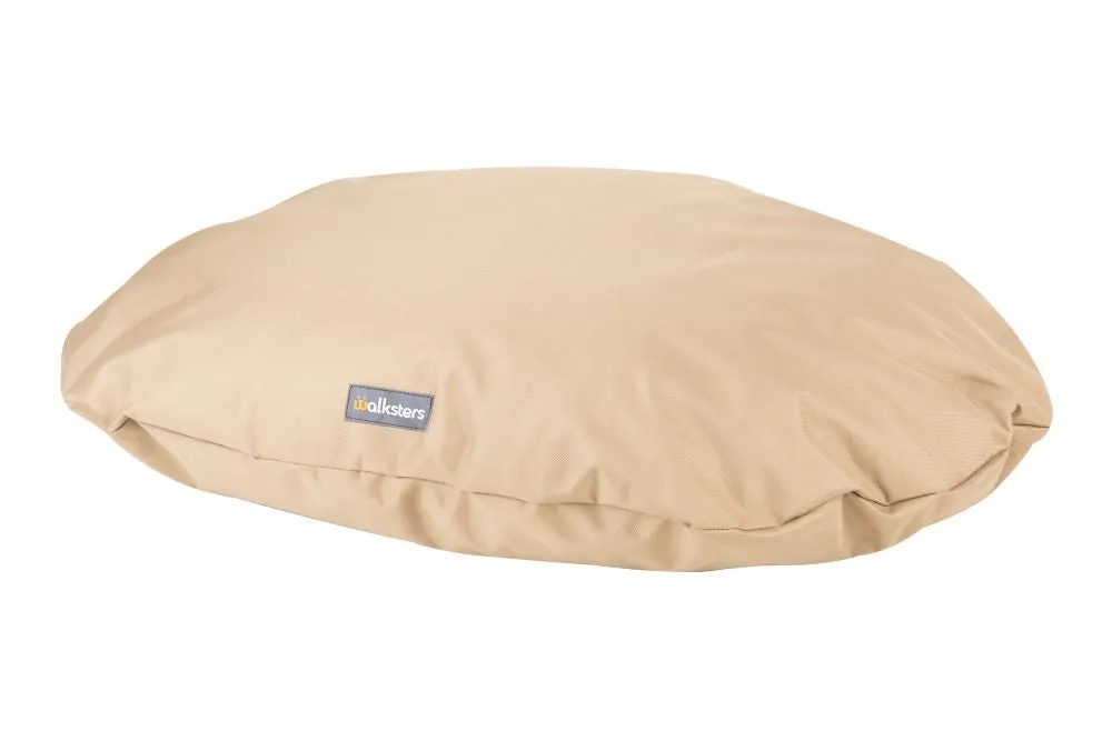 Walksters Oval Waterproof Memory Foam Dog Bed Cushion in Beige